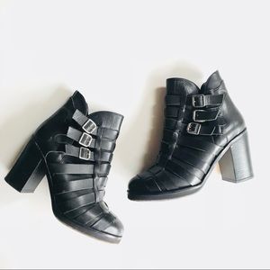 Topshop $225 Premium Leather Physics Strap Boot